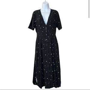 Marine Layer Isabella Phantom Starry Black Button-Front Short Sleeve Dress